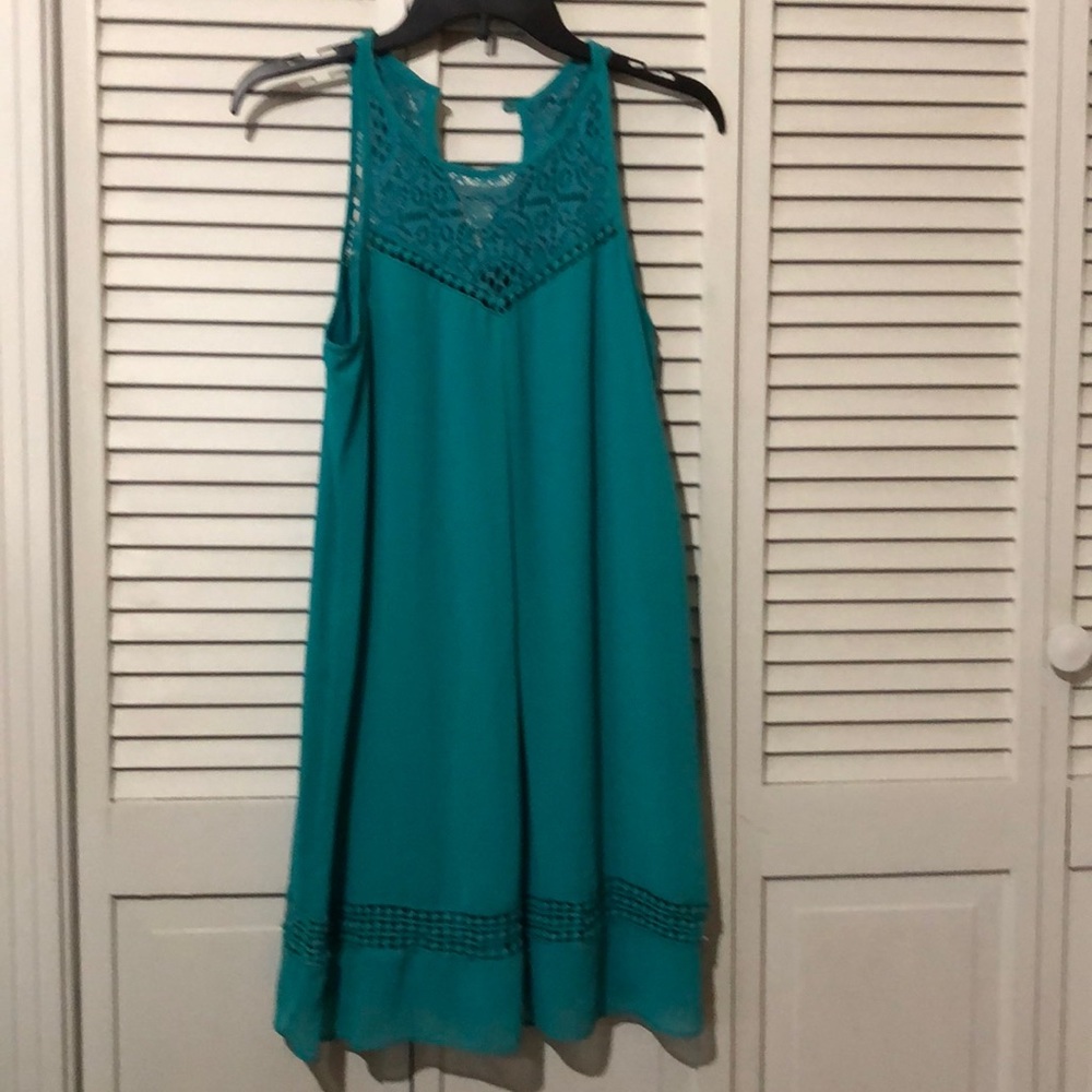Turquoise dress with lace
